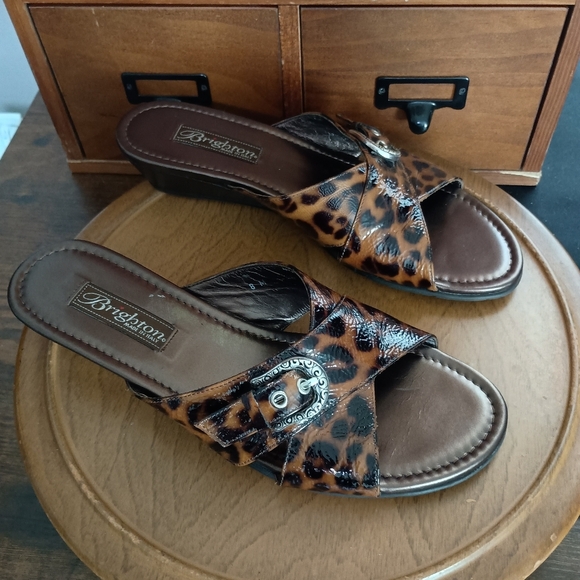 Brighton Brown Leopard Print Women's Sandals_Tiny Wedge_8 - Picture 2 of 6